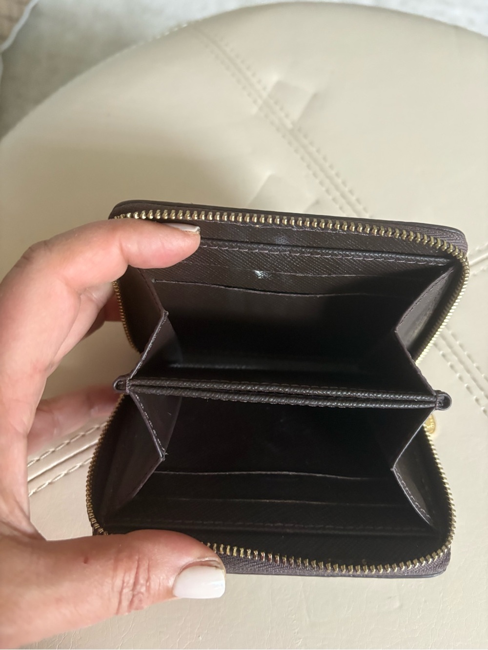 Brown Checkerboard Zip Wallet - Picture 3 of 3
